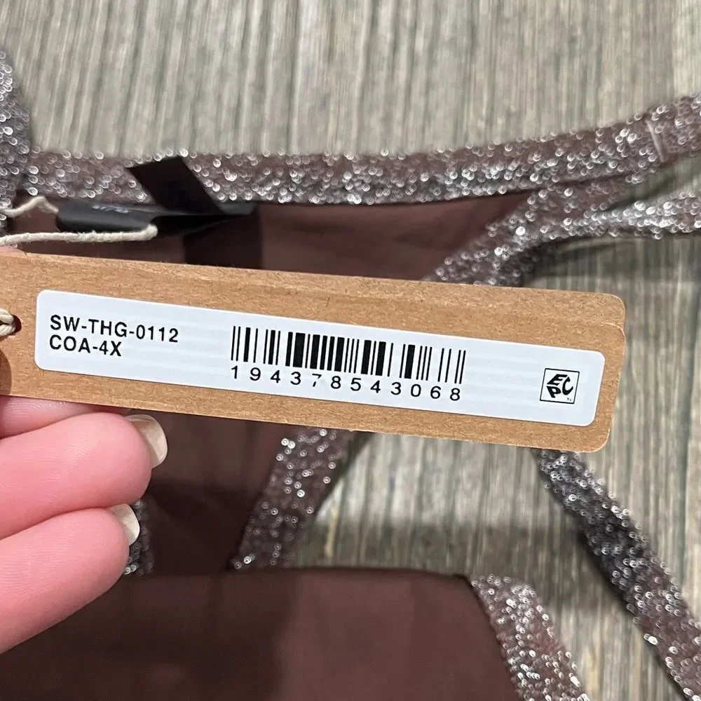 NWT Skims Track Glitter Swim String Thong Swimwear Bikini Sparkly Cocoa Size 4X